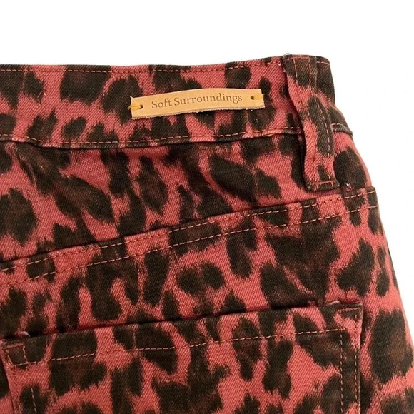 SOFT SURROUNDINGS Ultimate High Rise Leopard Skinny Ankle Jeans Red Size 6 NEW - Picture 8 of 13